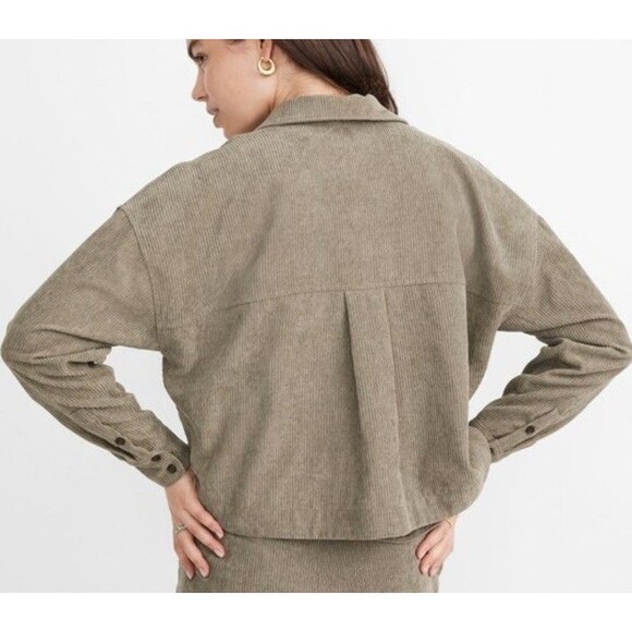 Madewell Corduroy Hartfield Crop Long Sleeve Shirt,‎ Women SZ Small, Moss Green - Picture 2 of 9
